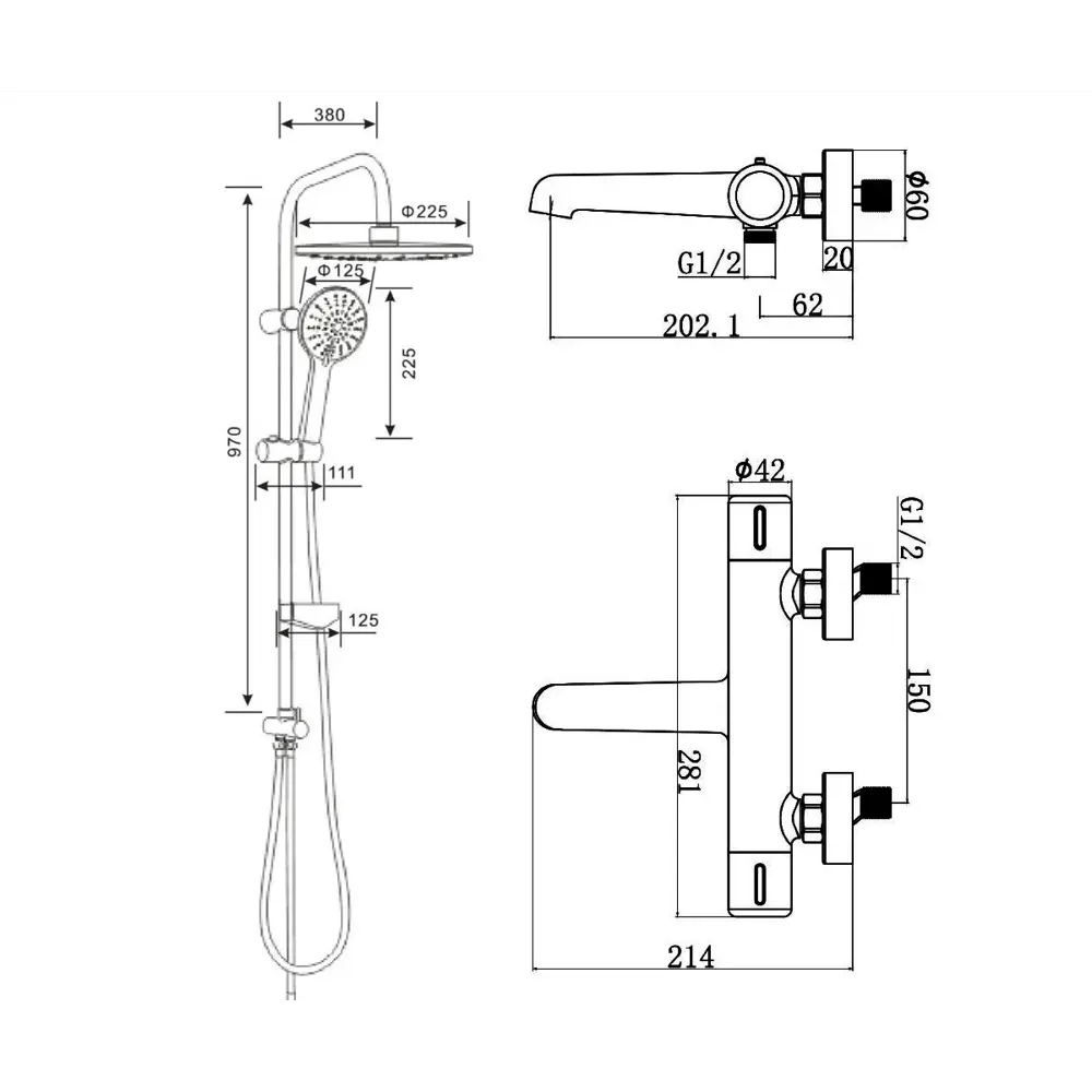Фото 10 Душевая стойка Agger Thermo LMA2493500 1 режимная цвет хром