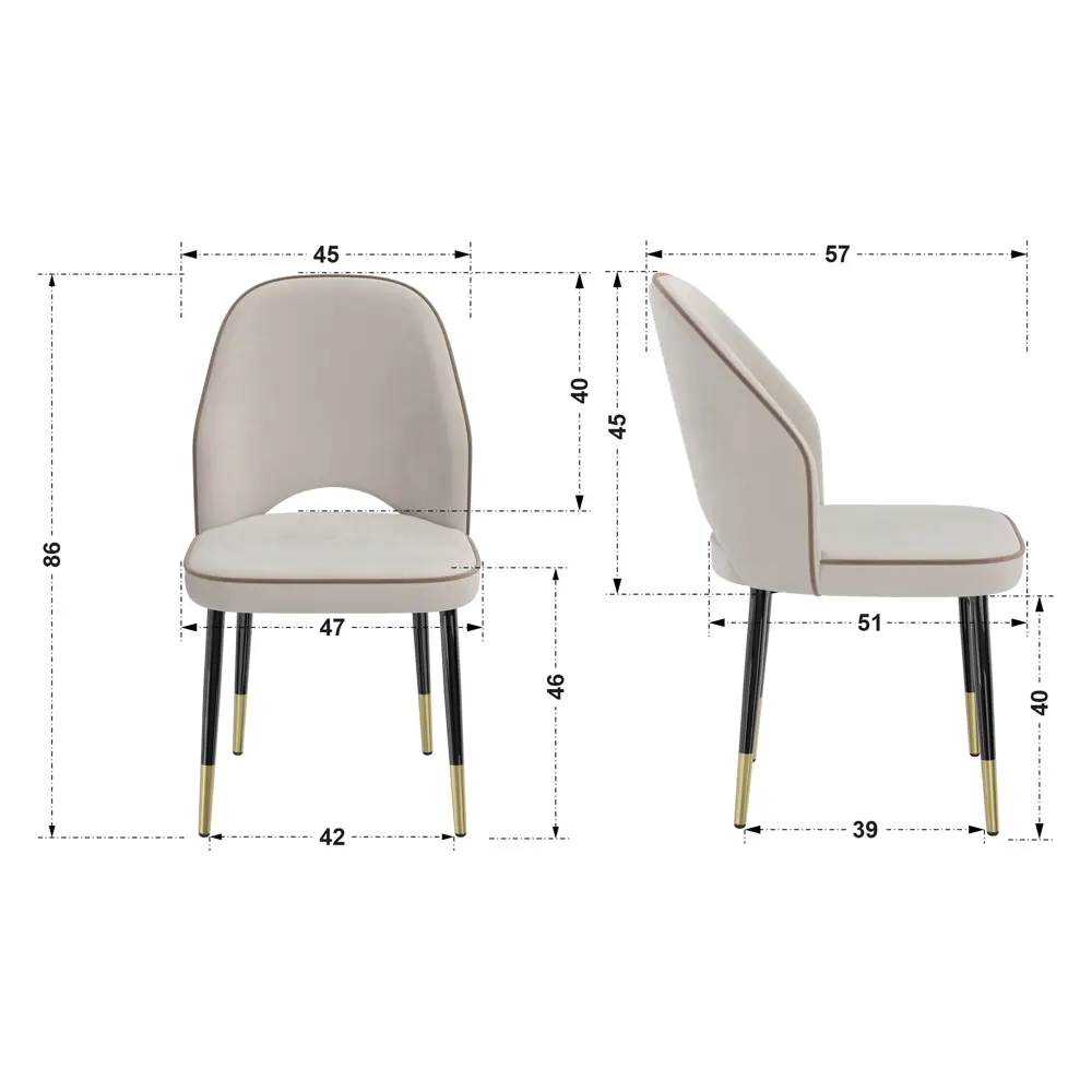 Фото 6 Кухонный стул Milavio Скарлет light 25/2Ч/З 86x57x47 см велюр цвет светло-бежевый
