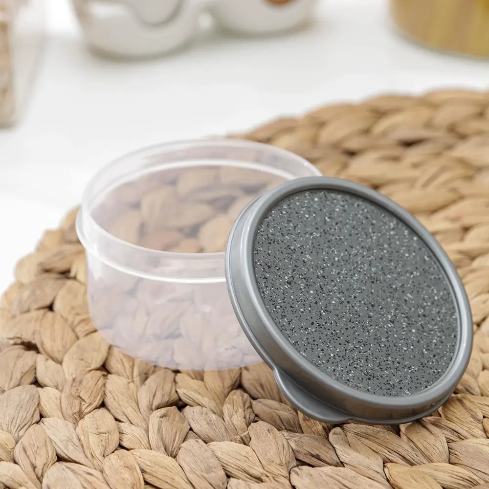 Фото 3 Контейнер для пищевых продуктов круглый Доляна Гранит 0.15 л пластик цвет серый Фото 3 Контейнер для пищевых продуктов круглый Доляна Гранит 0.15 л пластик цвет серый