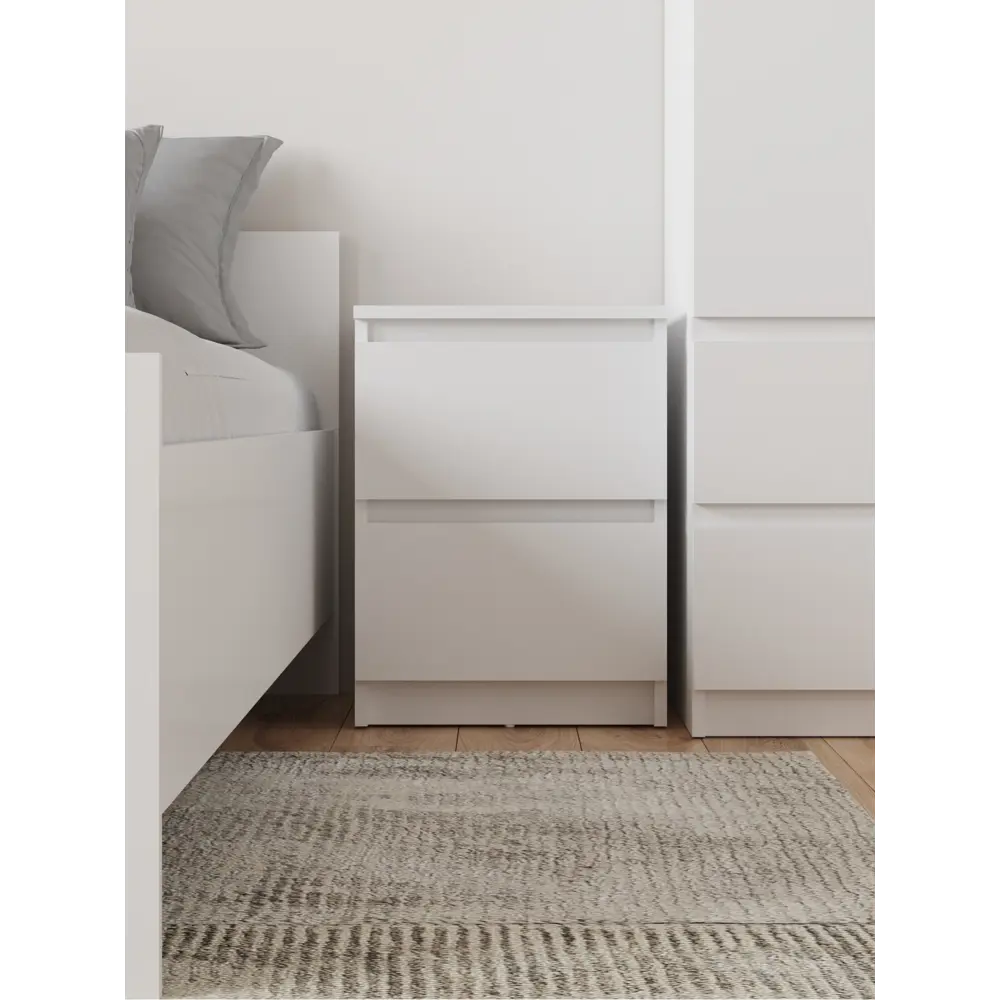 Фото 3 Тумба прикроватная Монтана 40.2x54x48 см 2 ящика ЛДСП цвет белый