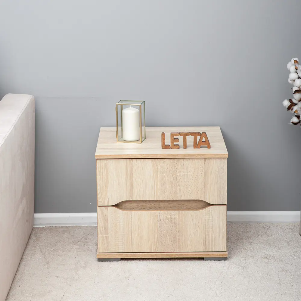 Фото 3 Тумба с выдвижными ящиками Letta 50x43x45 см 2 ящика ЛДСП цвет дуб сонома