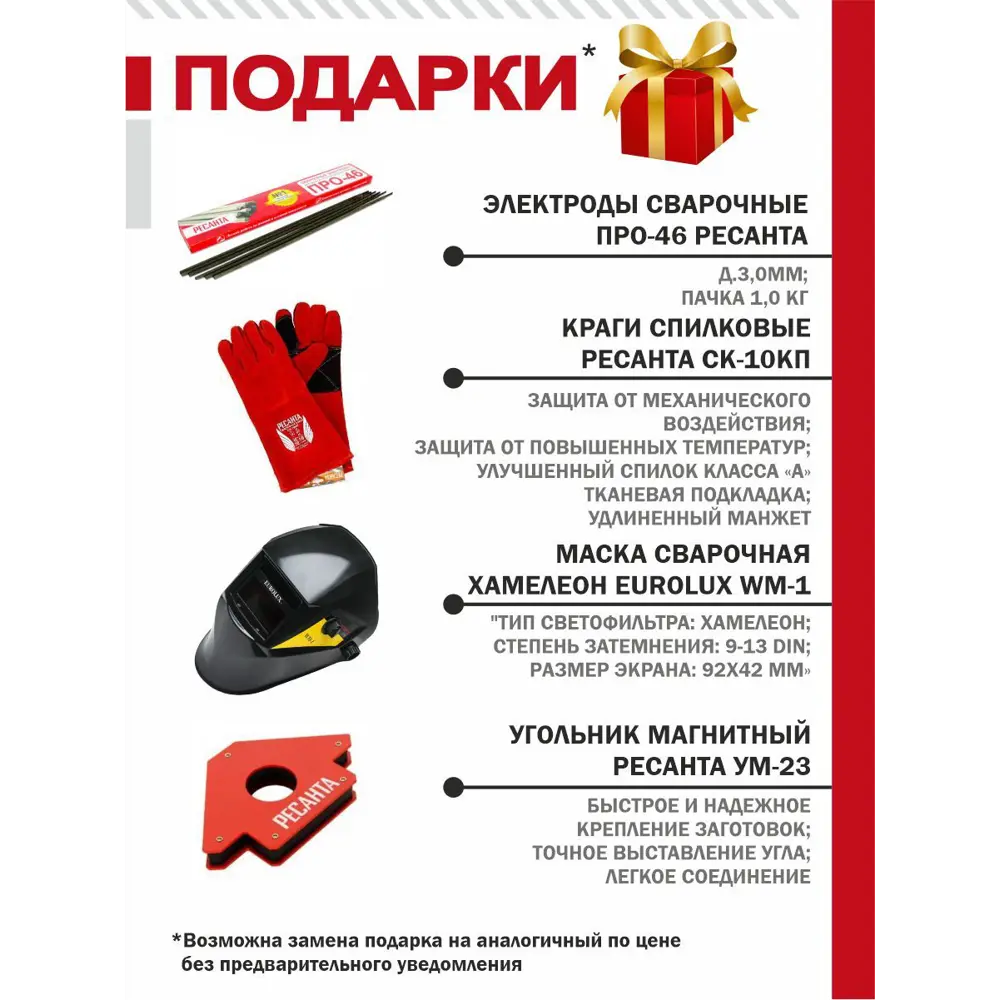 Фото 2 Сварочный полуавтомат инверторный Ресанта САИПА-200ПРОФ, 160 А, до 4 мм Фото 2 Сварочный полуавтомат инверторный Ресанта САИПА-200ПРОФ, 160 А, до 4 мм