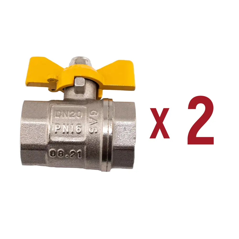 Фото Кран шаровой для газа Aqualink 3/4" внутренняя резьба бабочка 2 шт. Фото Кран шаровой для газа Aqualink 3/4" внутренняя резьба бабочка 2 шт.