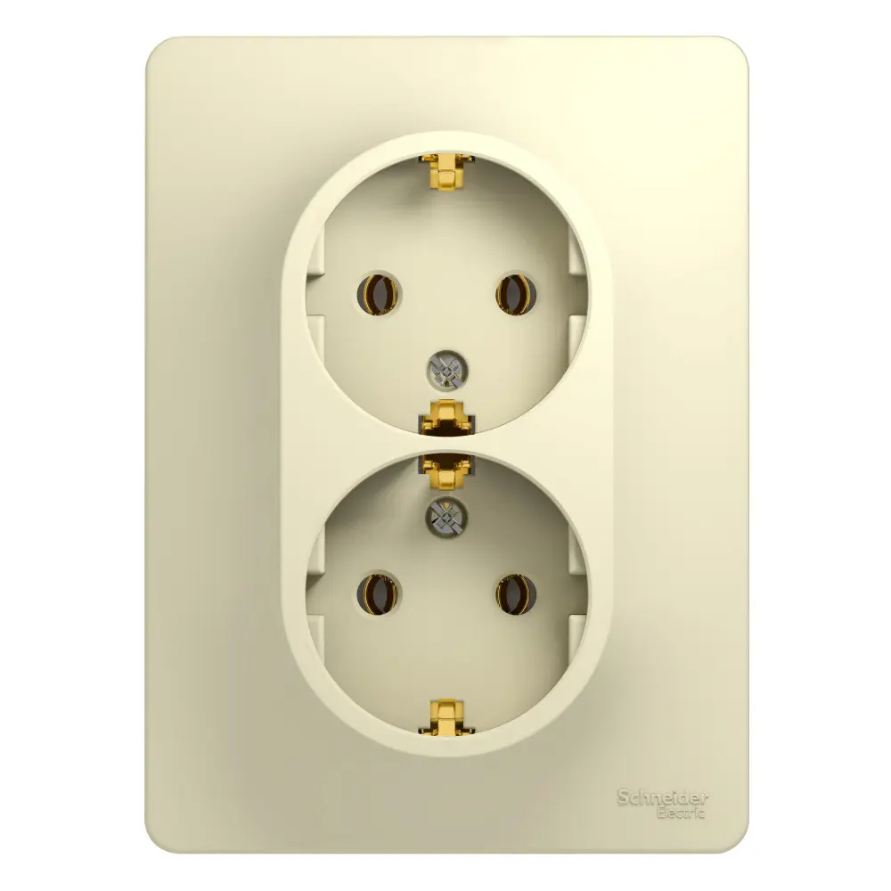 Фото Розетка двойная Schneider Electric Glossa GSL000224 с заземлением цвет бежевый