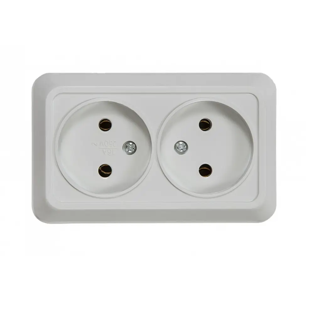 Фото Розетка двойная накладная In Home Bolleto 7102 цвет белый 10 шт.