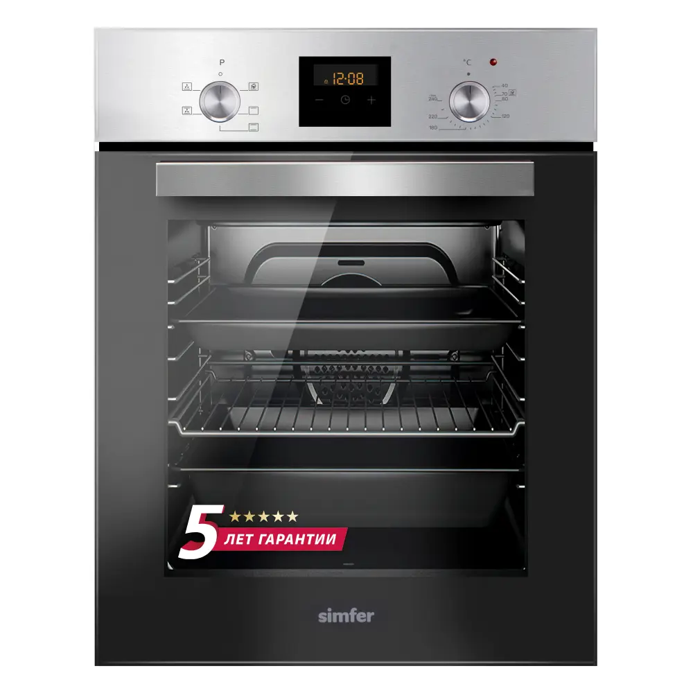 Фото Электрический встраиваемый духовой шкаф Simfer B4em56001 45x59.5x56 см цвет нержавеющая сталь Фото Электрический встраиваемый духовой шкаф Simfer B4em56001 45x59.5x56 см цвет нержавеющая сталь