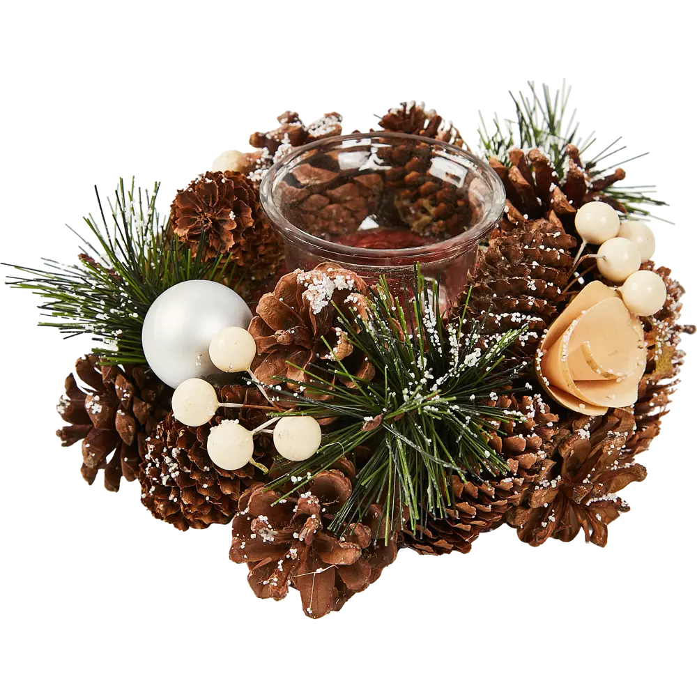 Фото Новогодняя фигурка Подсвечник с шишками праздничный Фото Новогодняя фигурка Подсвечник с шишками праздничный