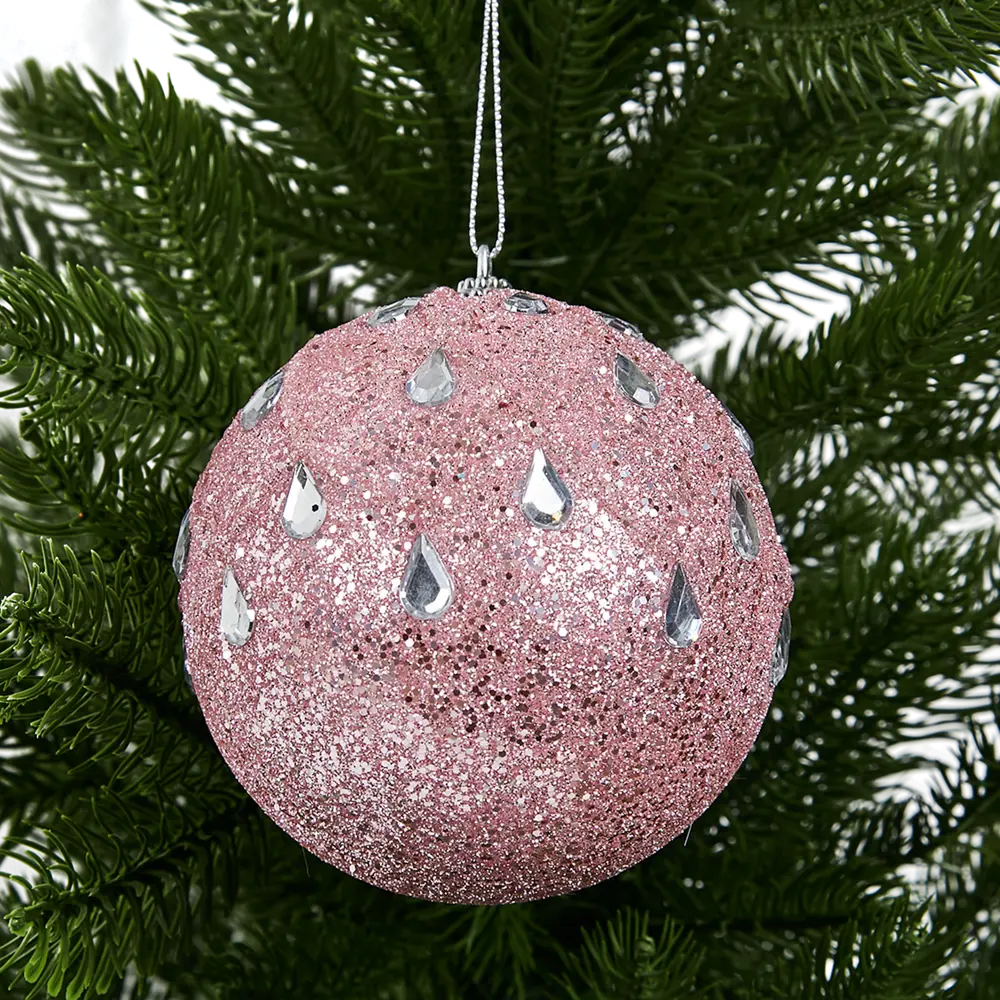 Фото 3 Елочное украшение Шар с бисером Christmas ø7.8 см цвет розовый Фото 3 Елочное украшение Шар с бисером Christmas ø7.8 см цвет розовый