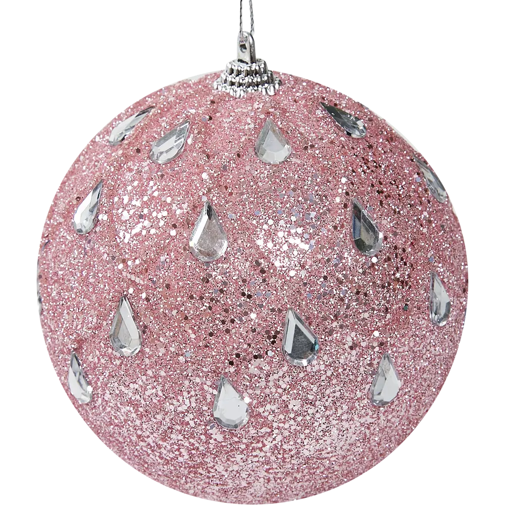 Фото Елочное украшение Шар с бисером Christmas ø7.8 см цвет розовый Фото Елочное украшение Шар с бисером Christmas ø7.8 см цвет розовый
