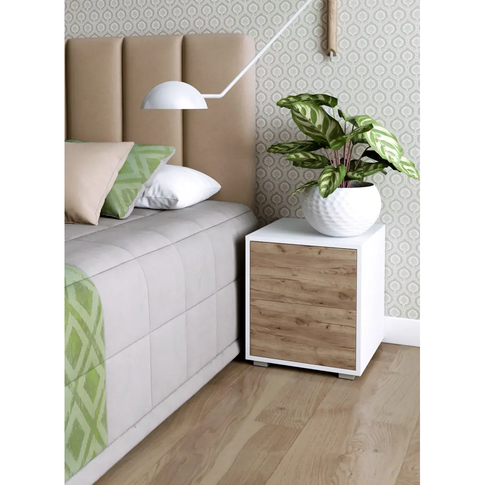 Фото 2 Тумба прикроватная Regent style 40x44x40 см 2 ящика ЛДСП цвет белый/коричневый Фото 2 Тумба прикроватная Regent style 40x44x40 см 2 ящика ЛДСП цвет белый/коричневый