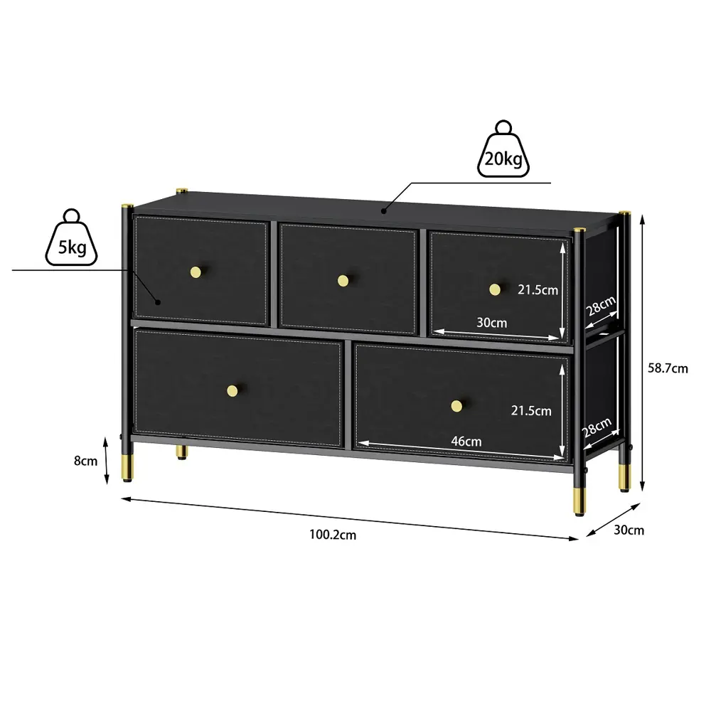 Фото 2 Комод Estares Commod classic 2f-5d-black/gold-100x30x59 5 ящиков 100x30x58 см МДФ цвет черный Фото 2 Комод Estares Commod classic 2f-5d-black/gold-100x30x59 5 ящиков 100x30x58 см МДФ цвет черный