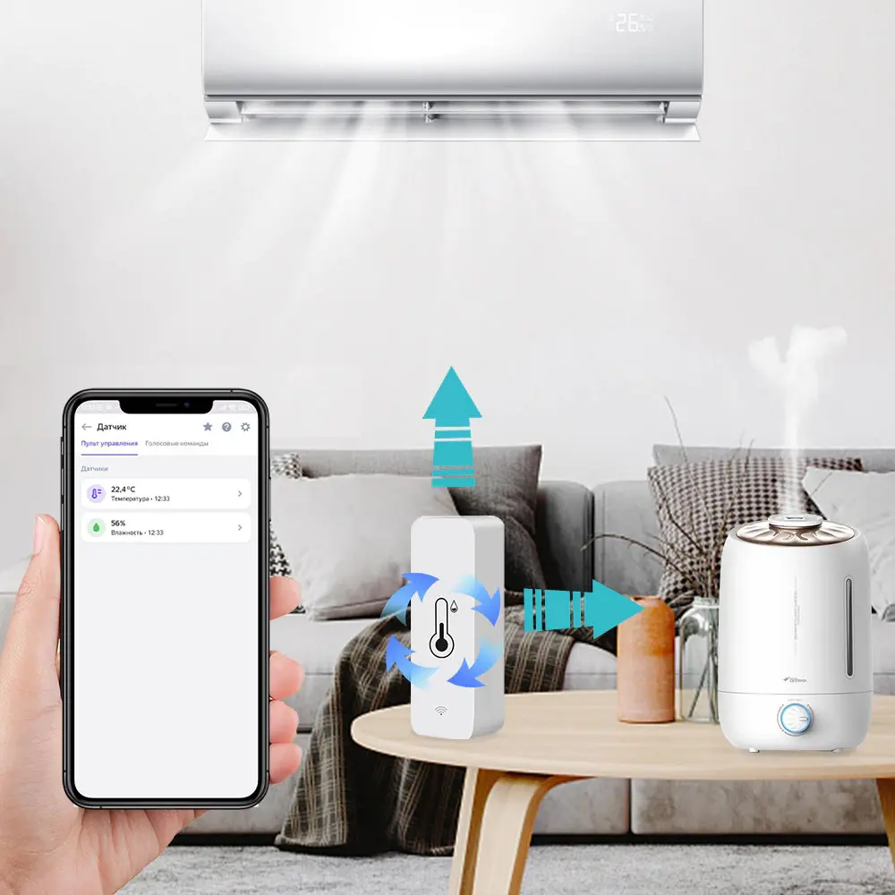 Фото 3 Умный Wi-Fi датчик температуры и влажности Roximo SWTH01 Фото 3 Умный Wi-Fi датчик температуры и влажности Roximo SWTH01