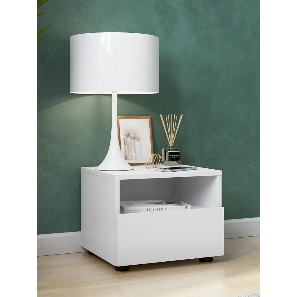 Фото 2 Тумба прикроватная Nn-мебель 40.1x32x36.6 см 1 ящик ЛДСП цвет белый Фото 2 Тумба прикроватная Nn-мебель 40.1x32x36.6 см 1 ящик ЛДСП цвет белый