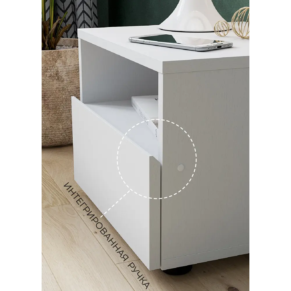 Фото 5 Тумба прикроватная Nn-мебель 40.1x32x36.6 см 1 ящик ЛДСП цвет белый Фото 5 Тумба прикроватная Nn-мебель 40.1x32x36.6 см 1 ящик ЛДСП цвет белый