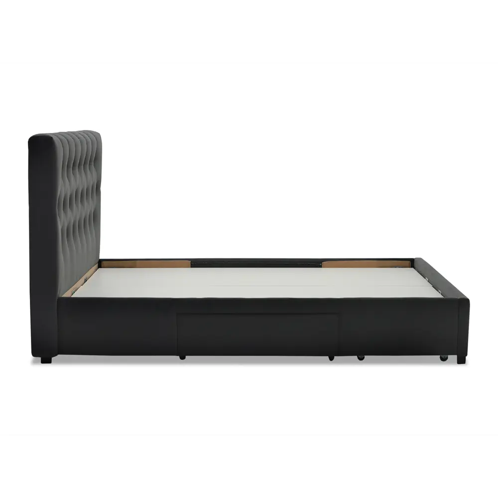 Фото 6 Кровать Ладья Леони 168x113x216 см велюр цвет серый Фото 6 Кровать Ладья Леони 168x113x216 см велюр цвет серый