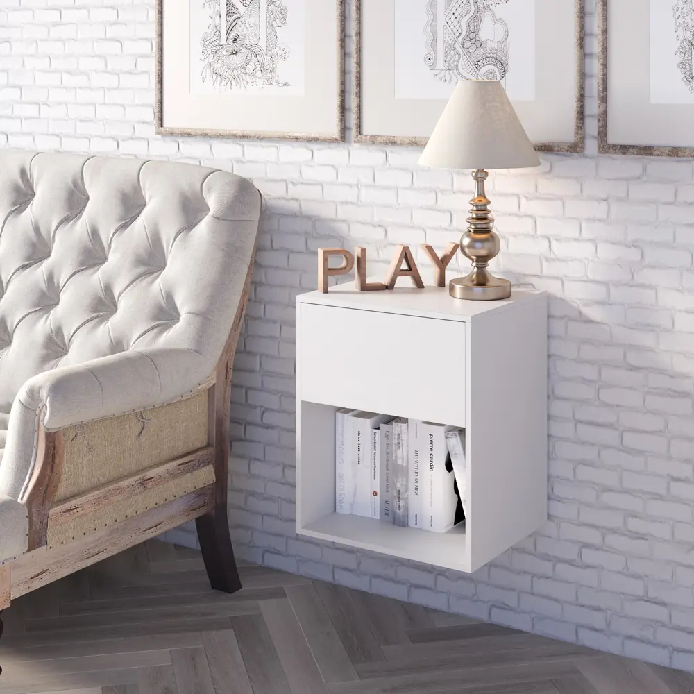 Фото Консоль подвесная Play Линда 50x48x33 см ЛДСП цвет белый Фото Консоль подвесная Play Линда 50x48x33 см ЛДСП цвет белый