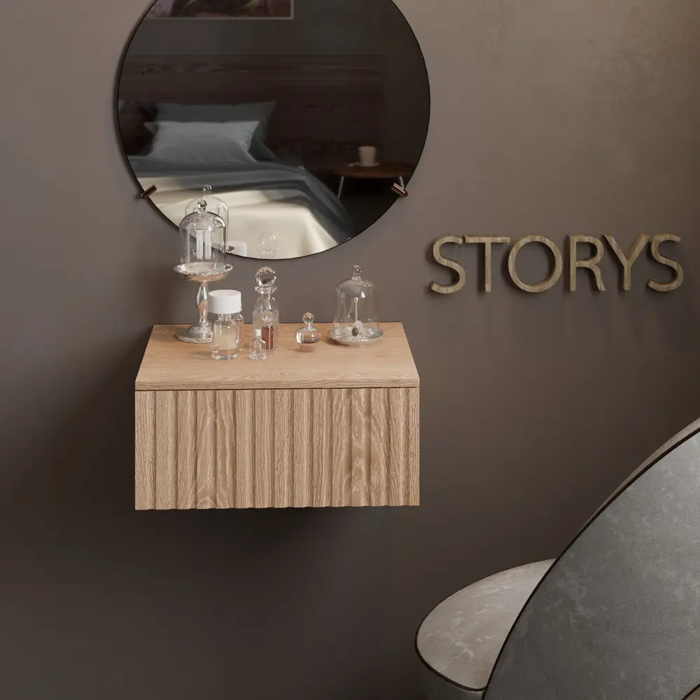 Фото Консоль Storys Сити 40x18x34 см 1 ящик ЛДСП цвет дуб сонома Фото Консоль Storys Сити 40x18x34 см 1 ящик ЛДСП цвет дуб сонома