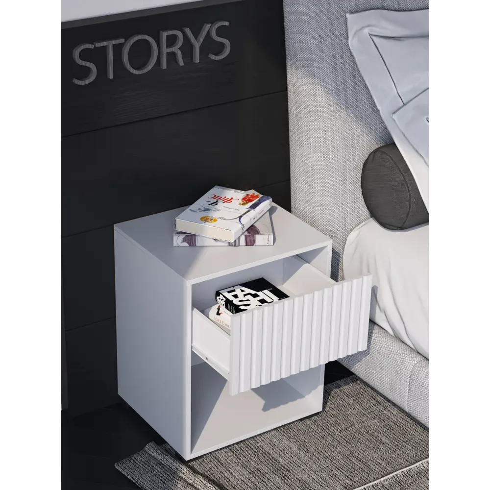 Фото 2 Тумба прикроватная Storys Линда 50x48x33 см 1 ящик ЛДСП цвет белый