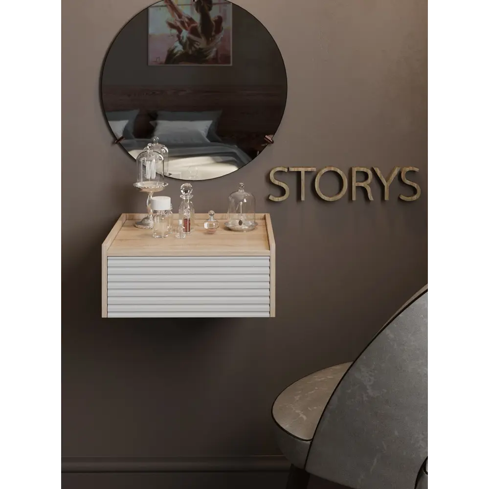 Фото Тумба Storys Сиена 40x18x34 см 1 ящик ЛДСП цвет белый Фото Тумба Storys Сиена 40x18x34 см 1 ящик ЛДСП цвет белый