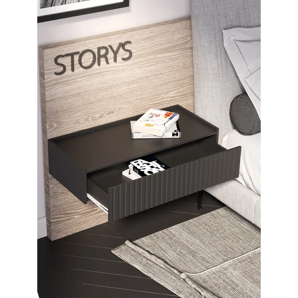 Фото 2 Тумба с бортиком прикроватная Storys Сити 75x35x20 см 1 ящик ЛДСП цвет серый Фото 2 Тумба с бортиком прикроватная Storys Сити 75x35x20 см 1 ящик ЛДСП цвет серый
