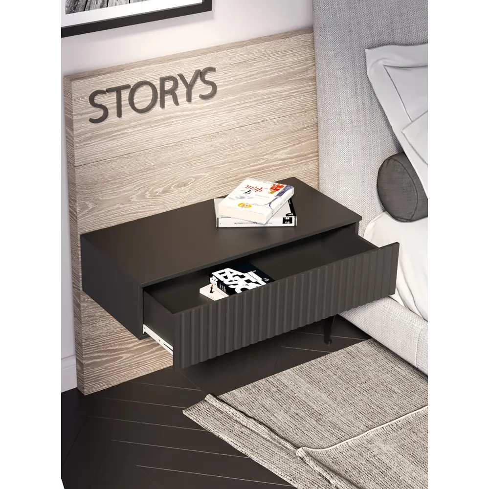 Фото 2 Тумба прикроватная Storys Сити 75x35x20 см 1 ящик ЛДСП цвет серый