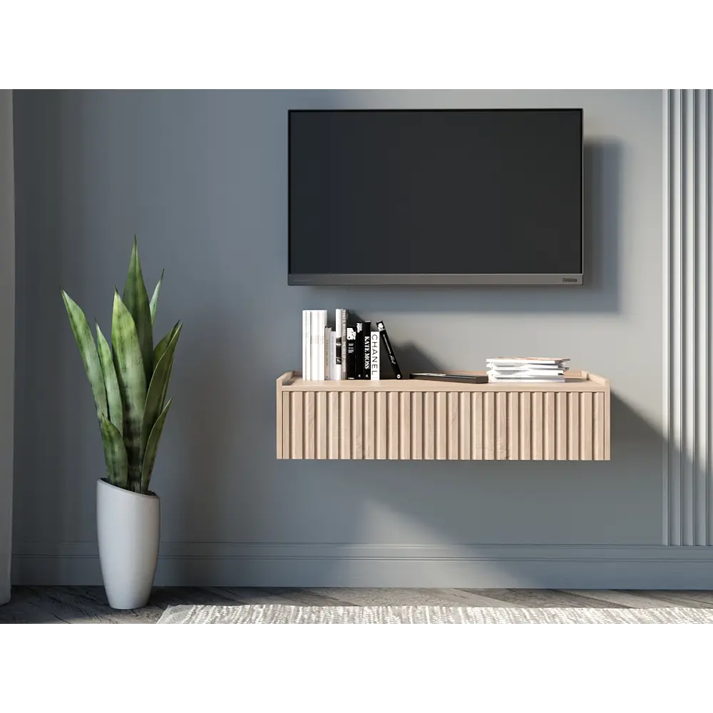 Фото Тумба с бортиком с выдвижными ящиками Storys Сити 75x35x20 см 1 ящик ЛДСП цвет дуб сонома