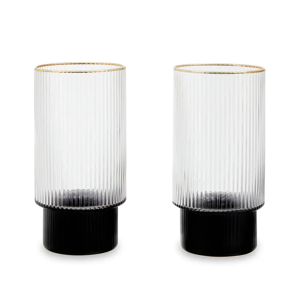Фото Набор стаканов для воды 2 шт 420 мл Premier housewares стекло цвет черное золото Фото Набор стаканов для воды 2 шт 420 мл Premier housewares стекло цвет черное золото