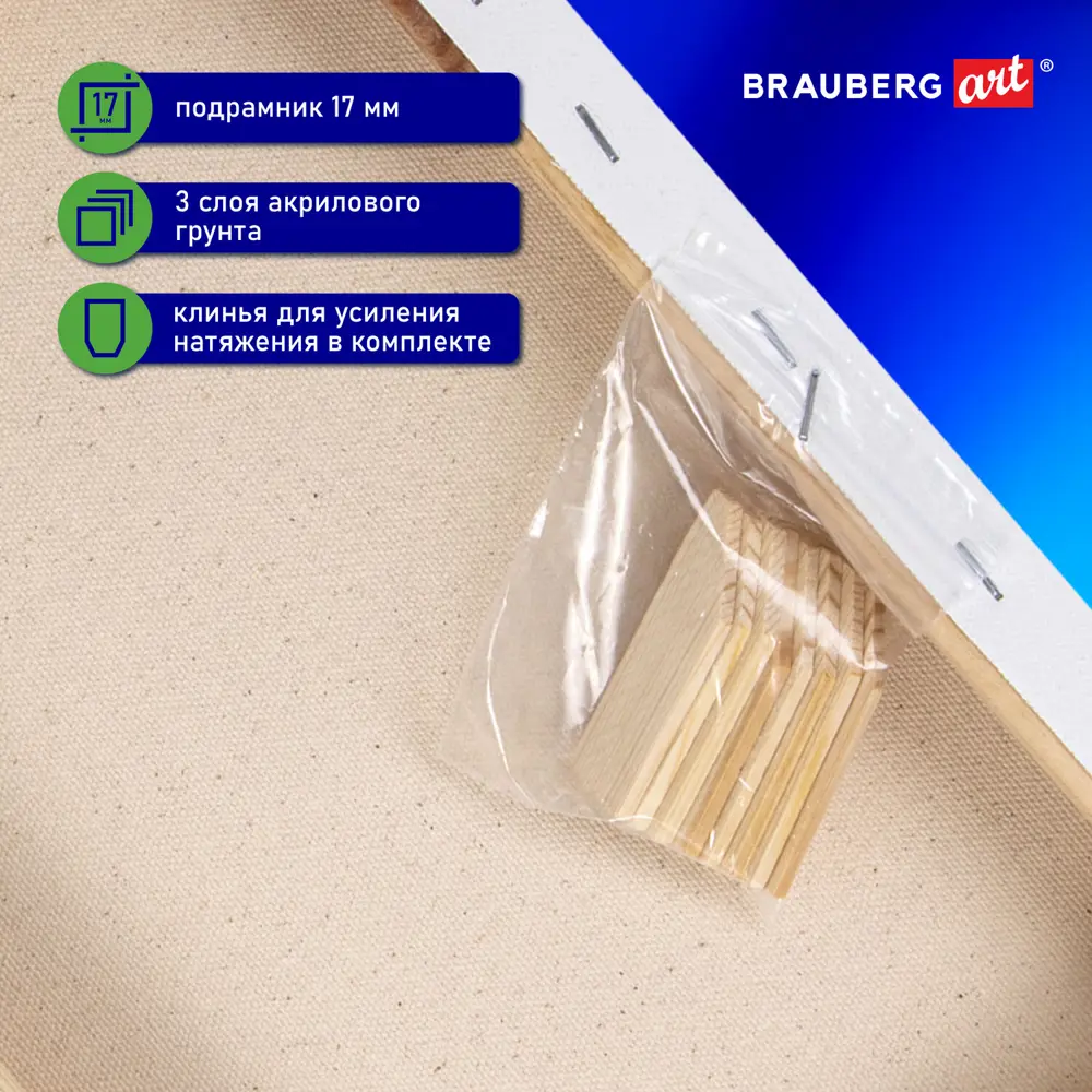 Фото 4 Холст на подрамнике Brauberg Art Classic 30x40 см грунтованный, 100% хлопок, крупное зерно, 190645 Фото 4 Холст на подрамнике Brauberg Art Classic 30x40 см грунтованный, 100% хлопок, крупное зерно, 190645