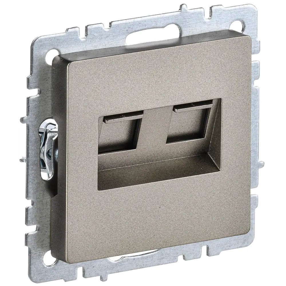 Фото Компьютерная розетка двойная встраиваемая IEK Brite РК/Т12-БрШ RJ11/RJ45 UTP cat 5e цвет шампань Фото Компьютерная розетка двойная встраиваемая IEK Brite РК/Т12-БрШ RJ11/RJ45 UTP cat 5e цвет шампань