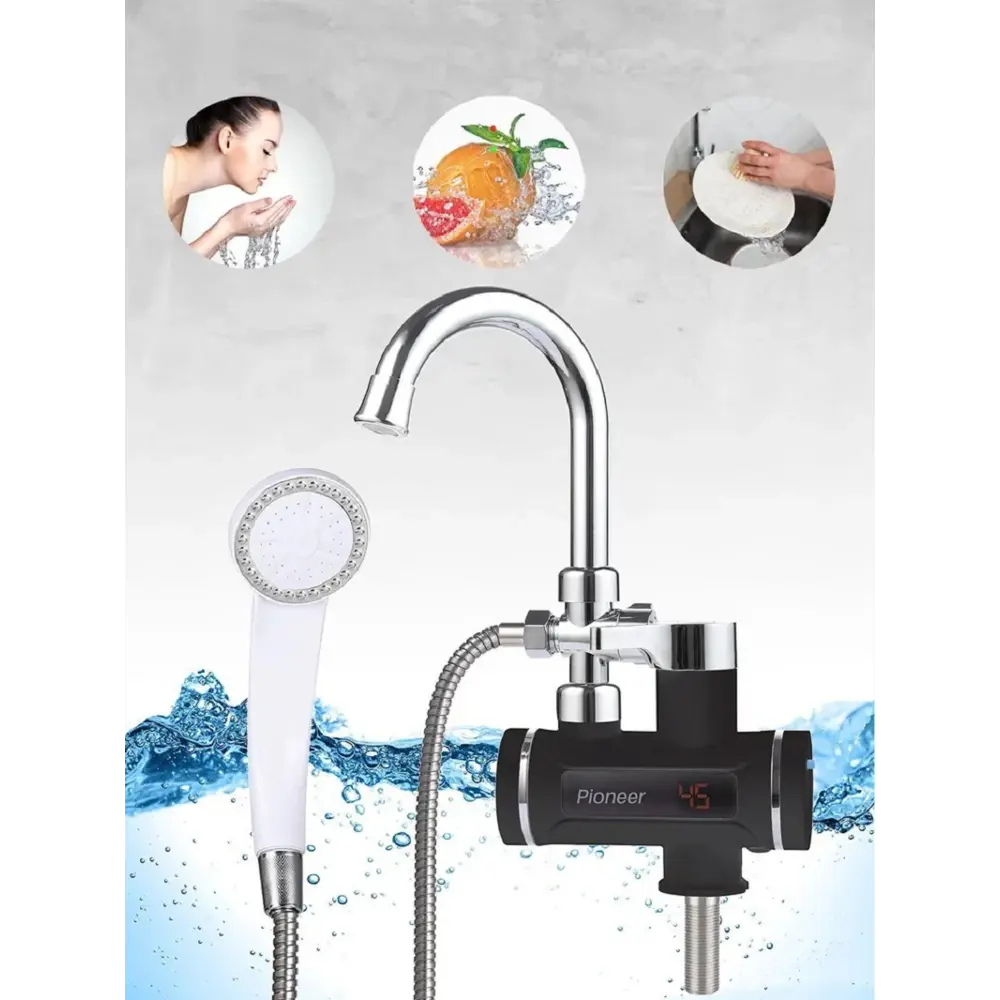 Фото 7 Проточный водонагреватель электрический Pioneer WH656SH 3.3 кВт черный с душевой лейкой и краном Фото 7 Проточный водонагреватель электрический Pioneer WH656SH 3.3 кВт черный с душевой лейкой и краном
