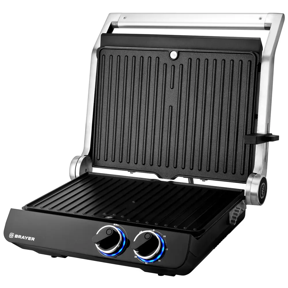 Фото 2 Гриль Brayer BR2009 2000 Вт цвет серебристый Фото 2 Гриль Brayer BR2009 2000 Вт цвет серебристый