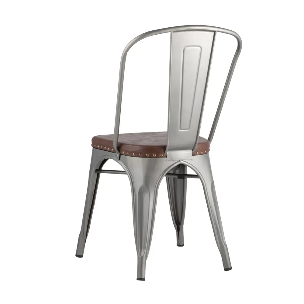 Фото 4 Кухонный стул Stool Group Tolix soft 83x51x44.5 см экокожа цвет серебристый 4 шт Фото 4 Кухонный стул Stool Group Tolix soft 83x51x44.5 см экокожа цвет серебристый 4 шт