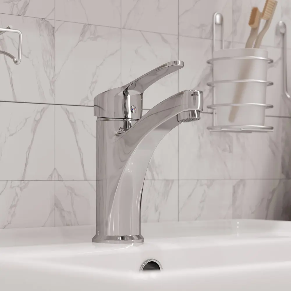 Фото 4 Смеситель для раковины Mega 565565 однорычажный цвет хром Фото 4 Смеситель для раковины Mega 565565 однорычажный цвет хром