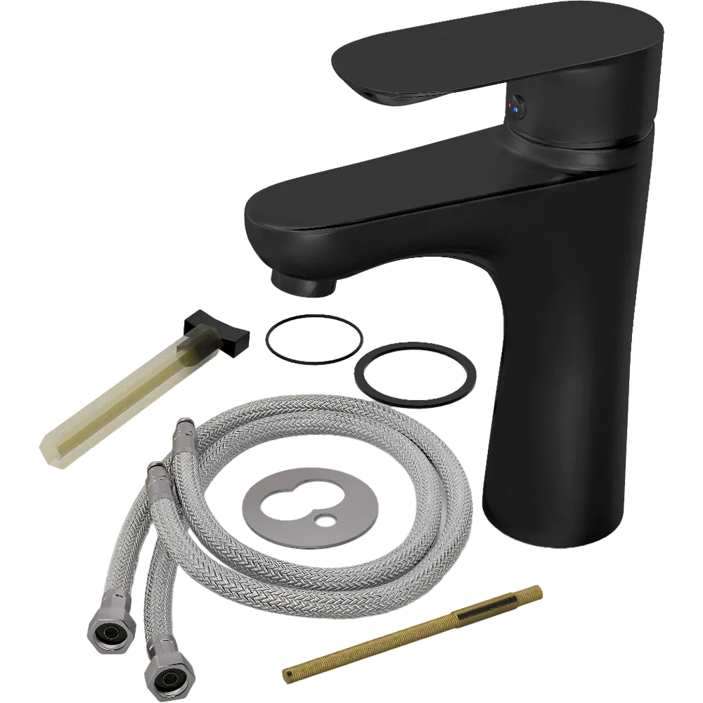 Фото 5 Смеситель для раковины Mega 569971 однорычажный цвет черный Фото 5 Смеситель для раковины Mega 569971 однорычажный цвет черный