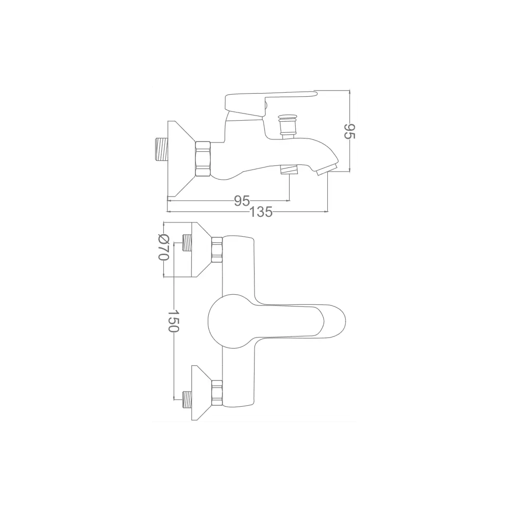 Фото 6 Смеситель для ванны Mega 576117 однорычажный с душевой лейкой цвет хром Фото 6 Смеситель для ванны Mega 576117 однорычажный с душевой лейкой цвет хром