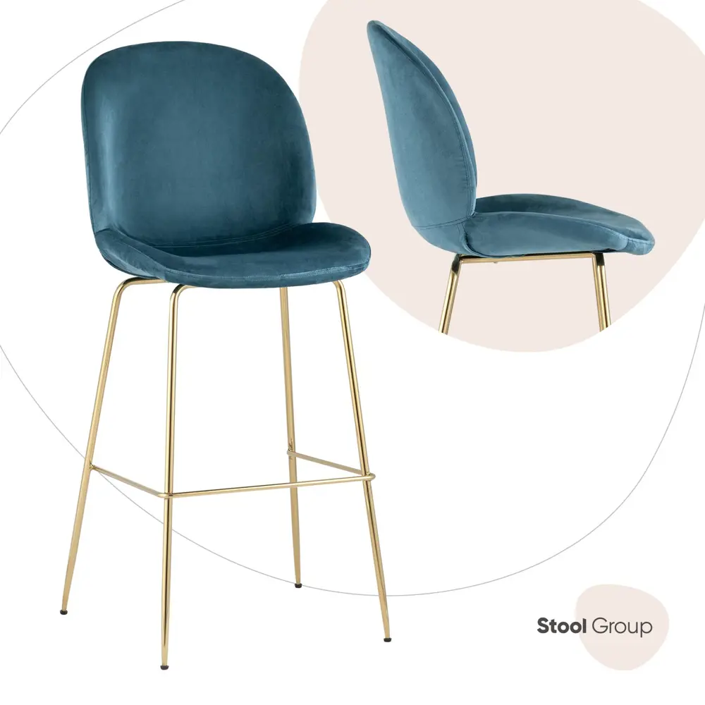 Фото Стул барный 46.5x113.5x54 см Стул Груп Beetle велюр синий Фото Стул барный 46.5x113.5x54 см Стул Груп Beetle велюр синий