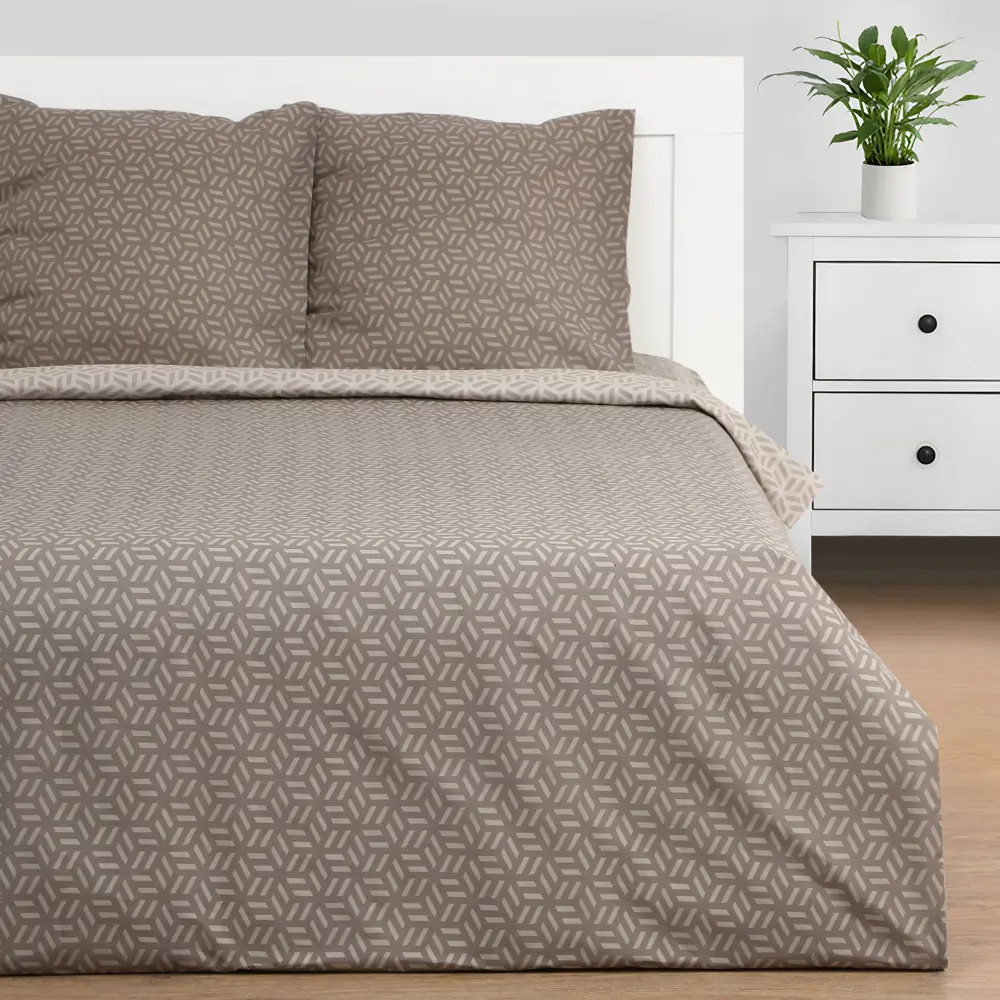 Фото Комплект постельного белья Этель 9355440, двуспальный, бязь цвет бежевый