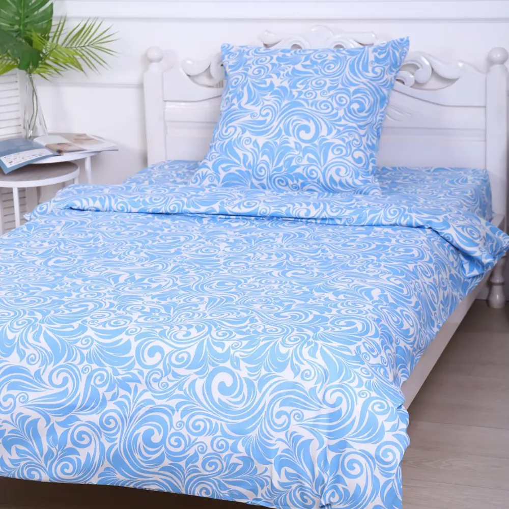 Фото Комплект постельного белья Атра 9460413, полутораспальный, бязь цвет синий Фото Комплект постельного белья Атра 9460413, полутораспальный, бязь цвет синий