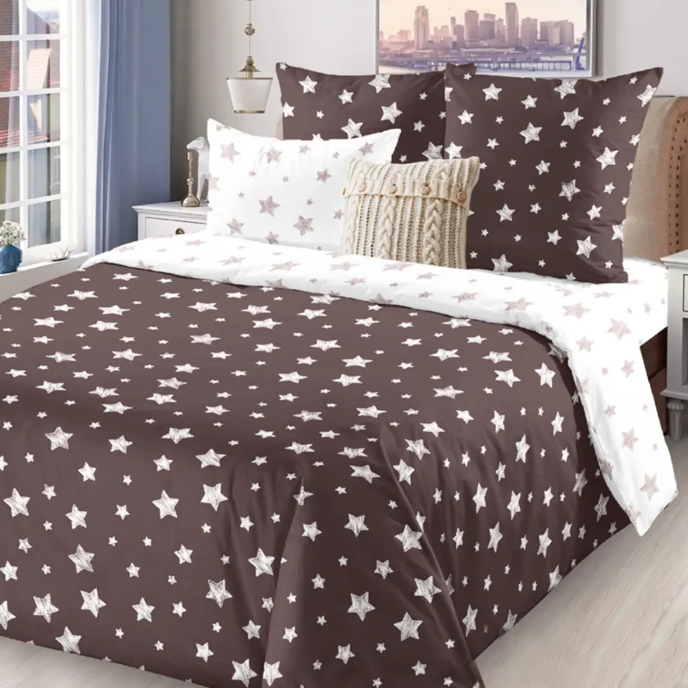 Фото Комплект постельного белья ЛидерТекс 9694281, евро, бязь цвет коричневый Фото Комплект постельного белья ЛидерТекс 9694281, евро, бязь цвет коричневый