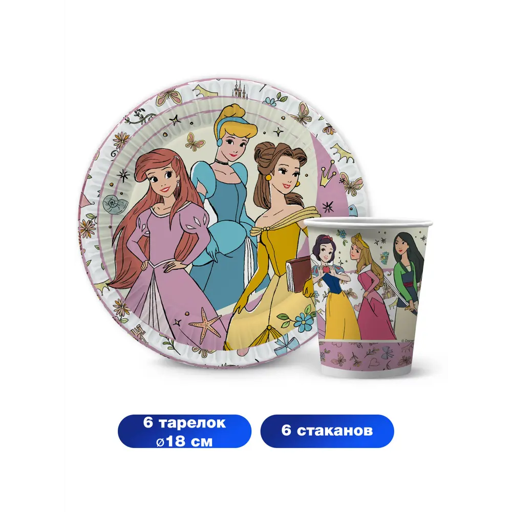 Фото 2 Набор одноразовой посуды ND Play Принцессы 12 предметов 6 персон бумага цвет разноцветный Фото 2 Набор одноразовой посуды ND Play Принцессы 12 предметов 6 персон бумага цвет разноцветный