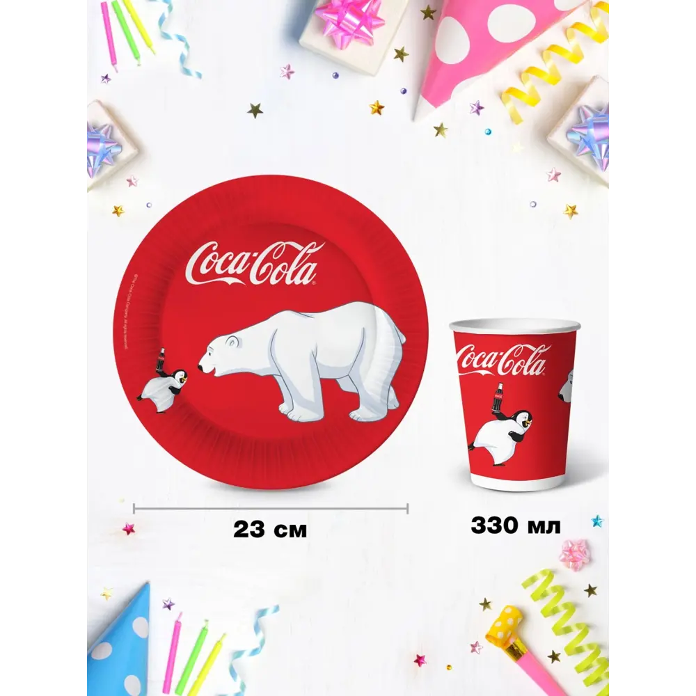 Фото 4 Набор одноразовой посуды ND Play Coca-Cola 12 предметов 6 персон бумага цвет разноцветный Фото 4 Набор одноразовой посуды ND Play Coca-Cola 12 предметов 6 персон бумага цвет разноцветный