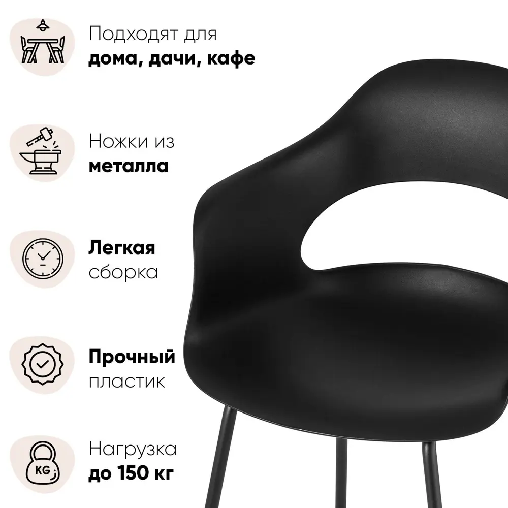 Фото 2 Комплект кухонных стульев 2 шт Стул груп Lady 81x56x42 см пластик цвет черный Фото 2 Комплект кухонных стульев 2 шт Стул груп Lady 81x56x42 см пластик цвет черный