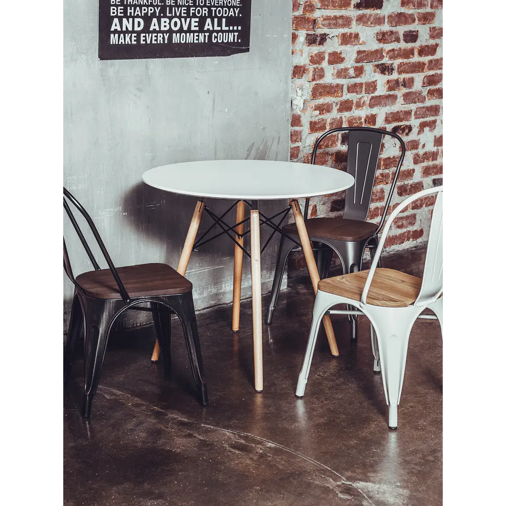 Фото 2 Комплект кухонных стульев 2 шт Стул груп Tolix wood 85x51x36 см дерево цвет серебристый Фото 2 Комплект кухонных стульев 2 шт Стул груп Tolix wood 85x51x36 см дерево цвет серебристый
