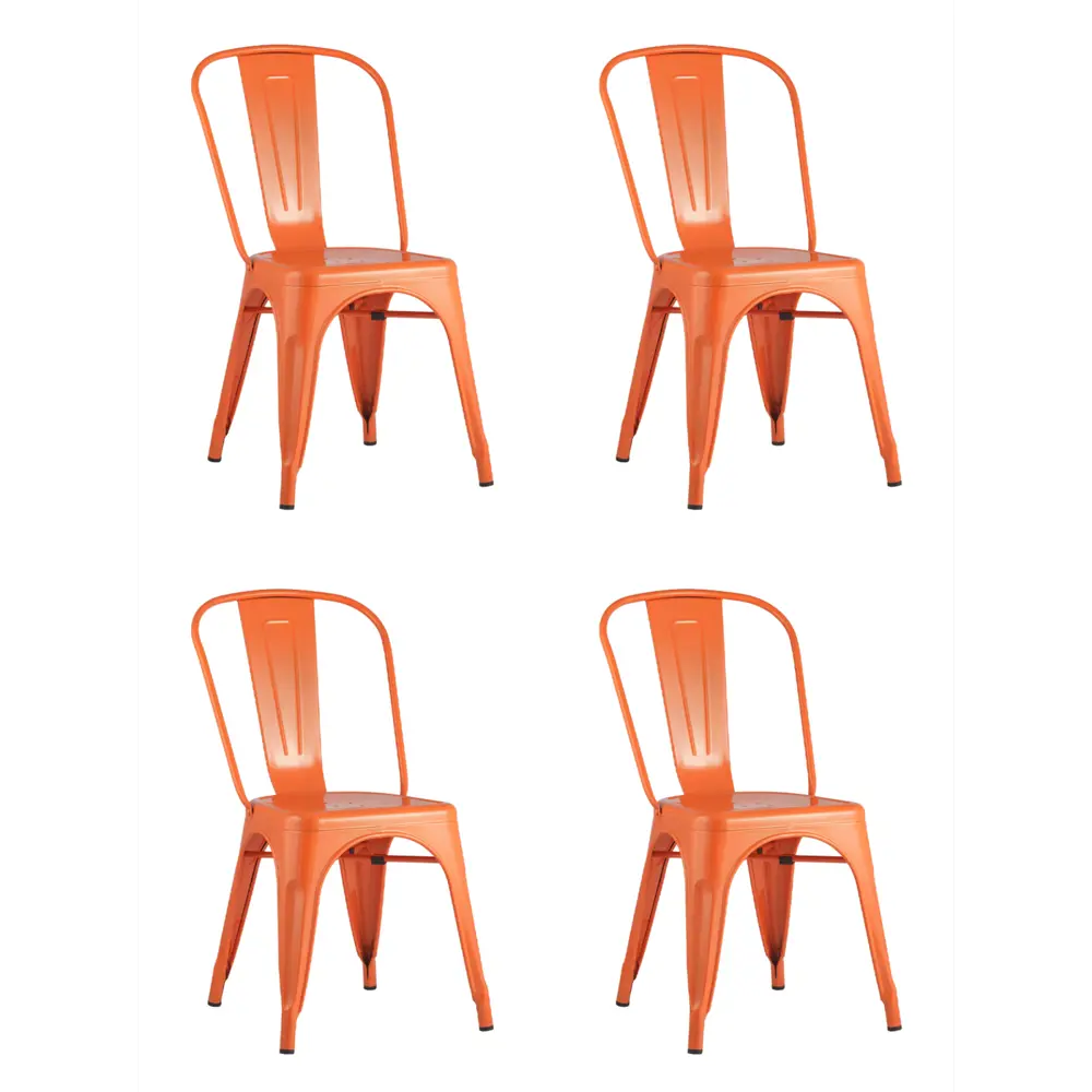 Фото 2 Комплект кухонных стульев 4 шт Стул груп Tolix 85x51.5x45 см металл цвет оранжевый Фото 2 Комплект кухонных стульев 4 шт Стул груп Tolix 85x51.5x45 см металл цвет оранжевый