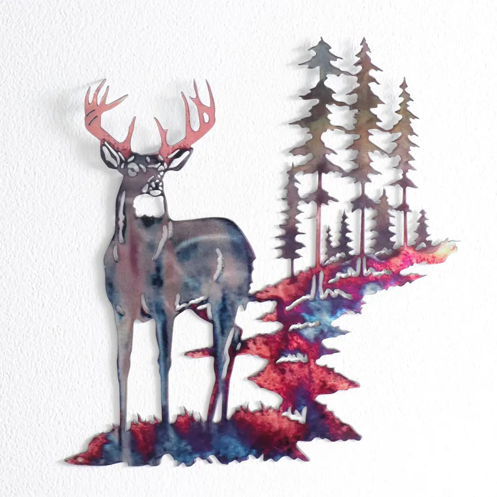 Фото 2 Панно декоративное "БелохВостый олень в лесу" 26x28.2 см