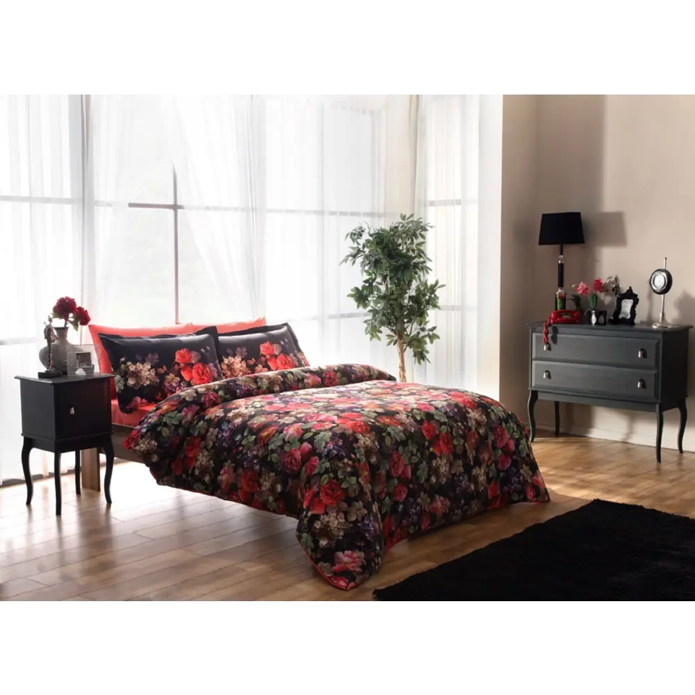 Фото Комплект постельного белья TAC tntc1477, полутораспальный, сатин цвет черный Фото Комплект постельного белья TAC tntc1477, полутораспальный, сатин цвет черный