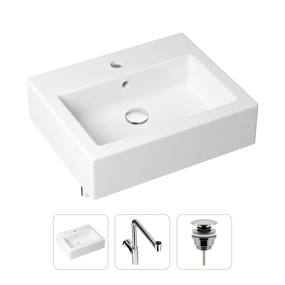 Фото Накладная раковина Lavinia Boho Bathroom Sink 21520695 фарфор 50.5 см с донным клапаном и металлическим сифоном Фото Накладная раковина Lavinia Boho Bathroom Sink 21520695 фарфор 50.5 см с донным клапаном и металлическим сифоном