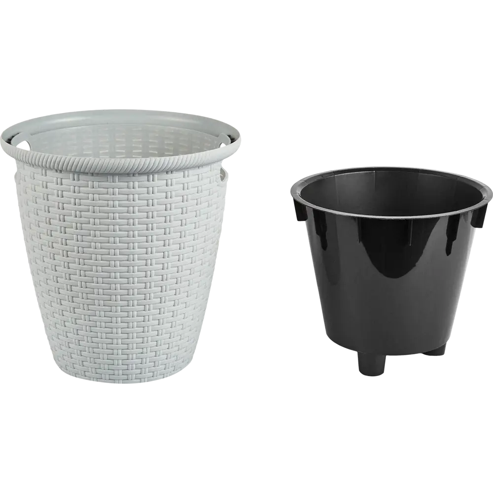 Фото 2 Кашпо для цветов Ingreen Rattan ø26.6 см v10 л пластик серый Фото 2 Кашпо для цветов Ingreen Rattan ø26.6 см v10 л пластик серый