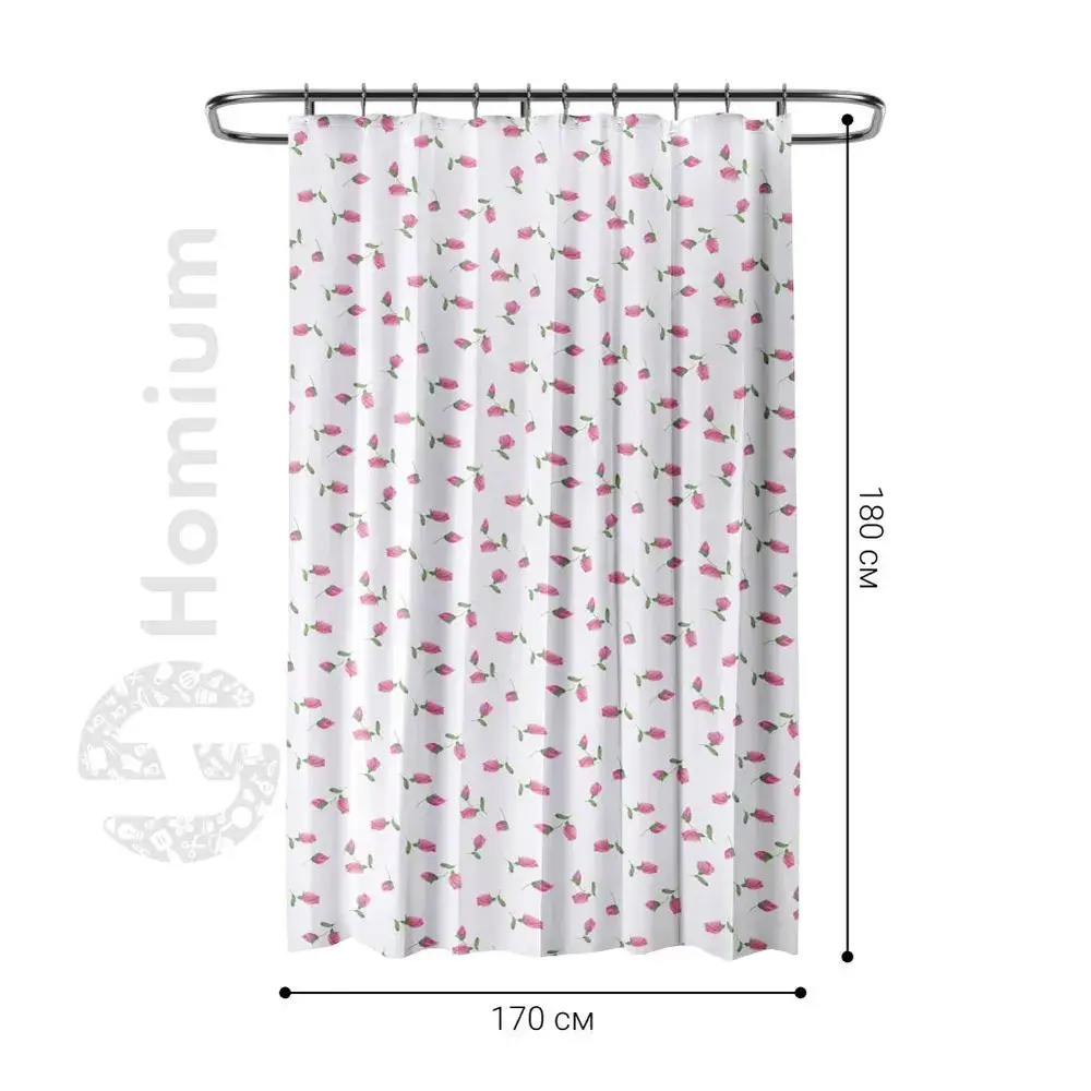 Фото 5 Шторка для ванной комнаты Homium bath03-02 180x170см цвет белый Фото 5 Шторка для ванной комнаты Homium bath03-02 180x170см цвет белый