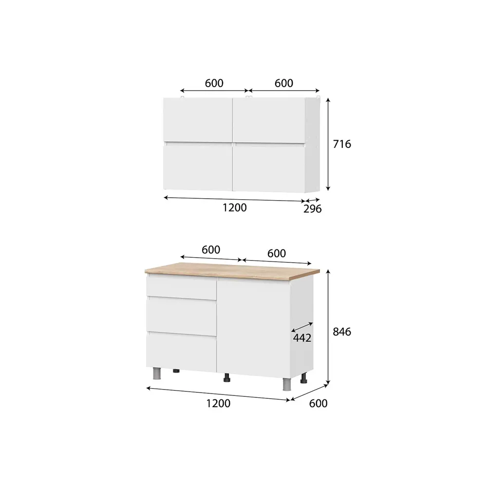Фото 3 Кухонный гарнитур Sv-Мебель Токио 120x210x60 см ЛДСП цвет белый